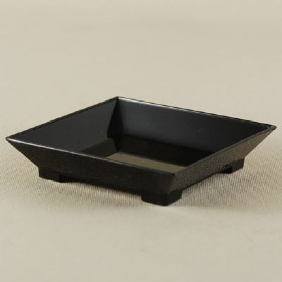 Mini Boy Tapas Siyah Şeffaf Kare Plastik Tabak 30 Adet