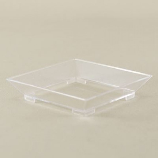 Mini Boy Tapas Siyah Şeffaf Kare Plastik Tabak 30 Adet