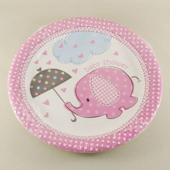 Pembe Filli Baby Shower Tabakları 10 Adet