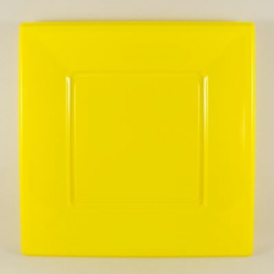 Sarı Renkli Kare Plastik Tabak 8 Adet
