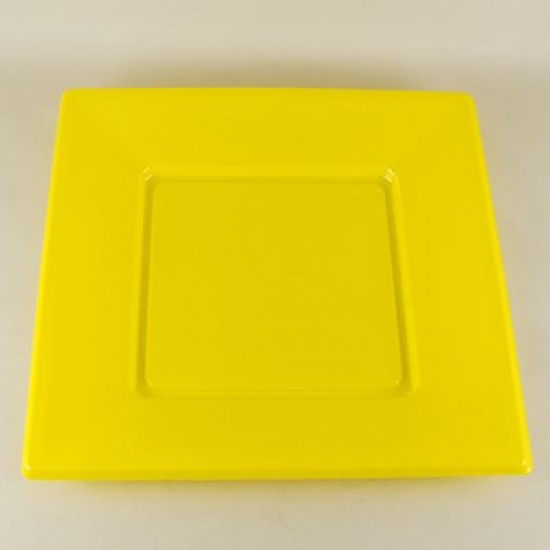 Sarı Renkli Kare Plastik Tabak 8 Adet