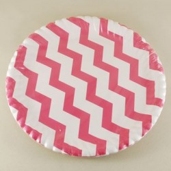 Zigzag Desenli Pembe Kağıt Tabak 8 Adet