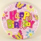Happy Birthday Pembe Kelebekli Parti Tabakları 8 Adet