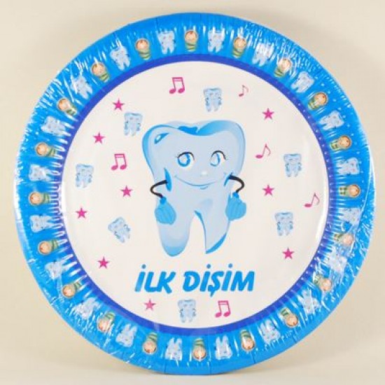 İlk Dişim Mavi Kağıt Tabak 10 Adet