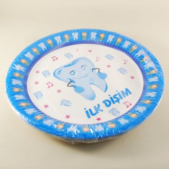 İlk Dişim Mavi Kağıt Tabak 10 Adet