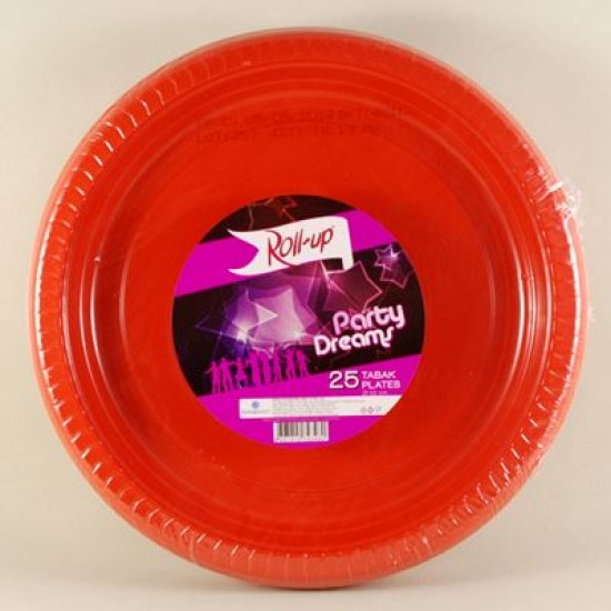 Kırmızı Renkli Plastik Tabak 25 Adet