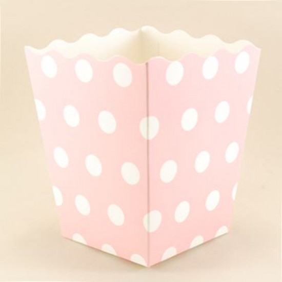 Pembe Puantiyeli Popcorn Kovası 8 li Paket