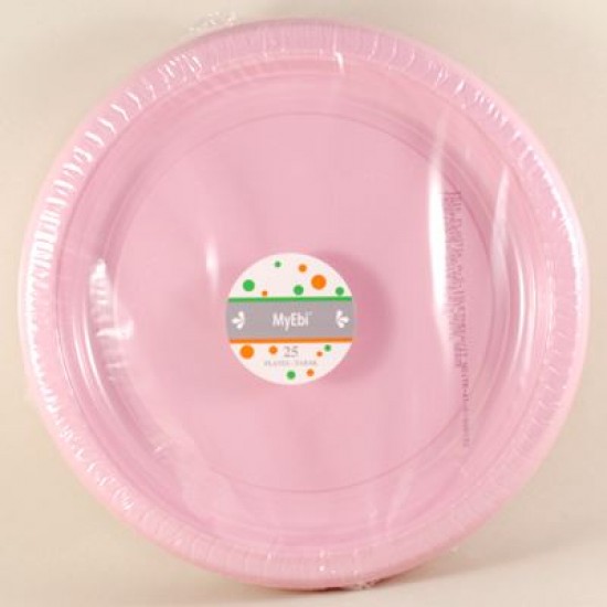 Pembe Renkli Plastik Tabak 25 Adet