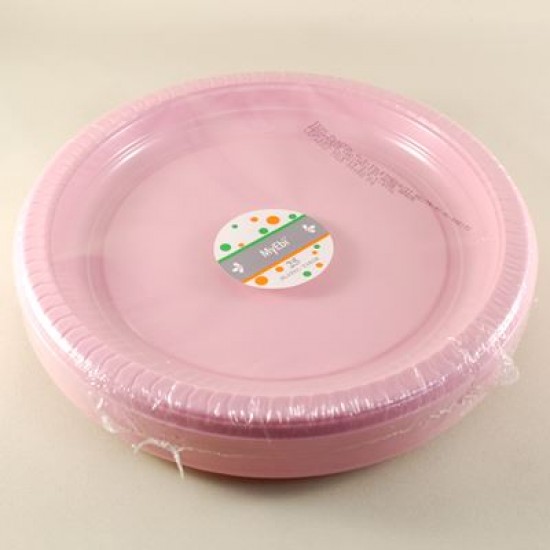 Pembe Renkli Plastik Tabak 25 Adet