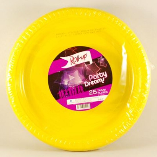 Sarı Renkli Plastik Tabak 25 Adet Parti Malzemesi