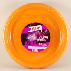 Turuncu Renkli Plastik Tabak 25 Adet