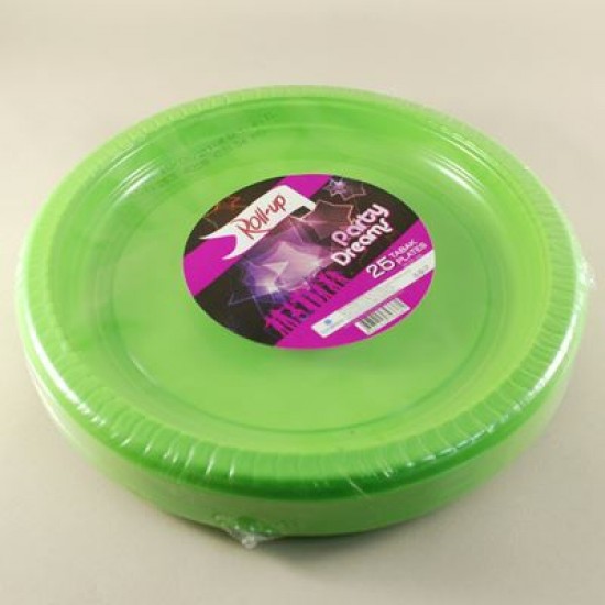 Yeşil Renkli Plastik Tabak 25 Adet