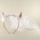 Beyaz Tül Duvaklı Deri Boynuzlu Ve Beyaz Tüylü Taç