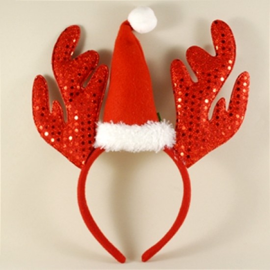 Geyik Ve Noel Baba Şapkalı Yılbaşı Tacı