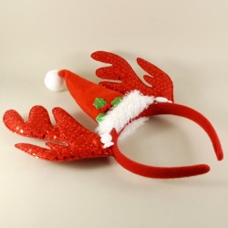 Geyik Ve Noel Baba Şapkalı Yılbaşı Tacı