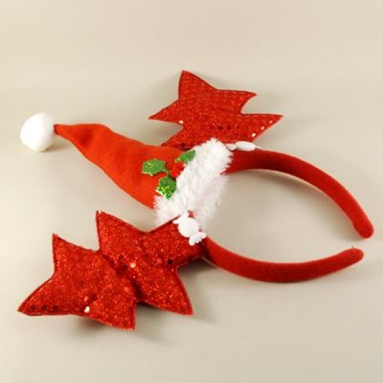 Parlak Çam Ve Noel Baba Şapkalı Yılbaşı Tacı