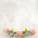 Kına Tacı Beyaz Tüllü Ve Çiçekli