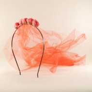 Kına Tacı Kırmızı Çiçekli