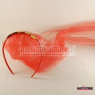 Kına Tacı Kırmızı Tüllü Beşibirlik Altın Paralı