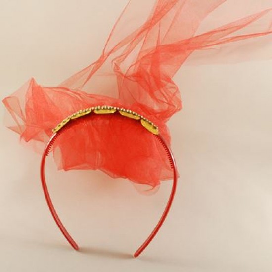 Kına Tacı Kırmızı Tüllü Beşibirlik Altın Paralı