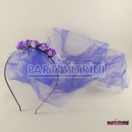 Kına Tacı Mor Çiçekli