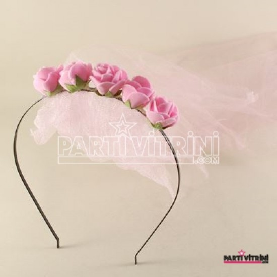 Kına Tacı Pembe Çiçekli