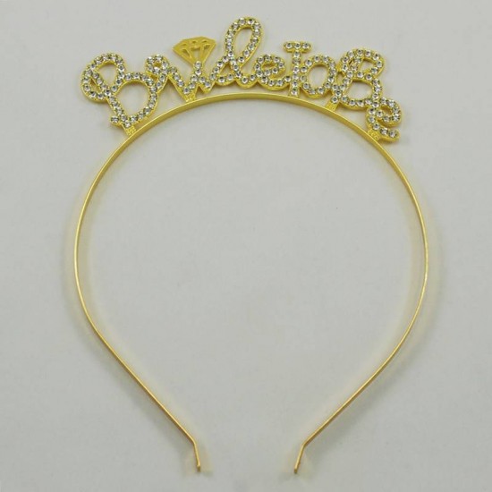Bride To Be Parlak Taşlı Gold Metal Bekarlığa Veda Partisi Taç