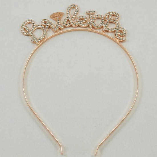 Bride To Be Parlak Taşlı Rose Gold Metal Bekarlığa Veda Partisi Taç