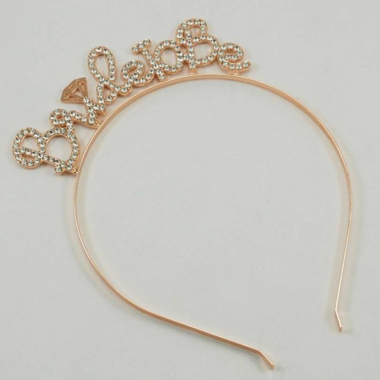 Bride To Be Parlak Taşlı Rose Gold Metal Bekarlığa Veda Partisi Taç