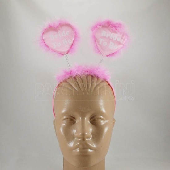Bride To Be Pembe Kalpli Ve Tüylü Taç