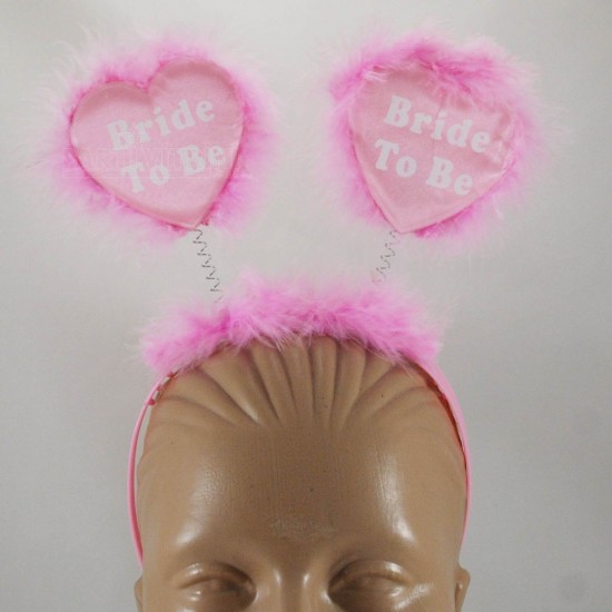 Bride To Be Pembe Kalpli Ve Tüylü Taç