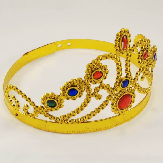Gold Renk Taşlı Ayarlanabilir Plastik Prenses Tacı