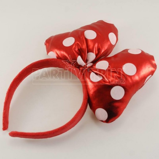 Minnie Mouse Kırmızı Puantiyeli Fiyonk Taç