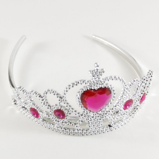 Pembe Taşlı 3 Boyutlu Plastik Prenses Tacı