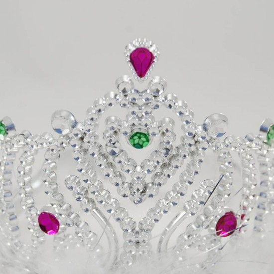 Pembe Ve Beyaz Tüylü 3 Boyutlu Plastik Prenses Tacı