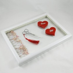 Çiçek Aksesuarlı Ve İsimli Cam Söz Nişan Tepsi Seti