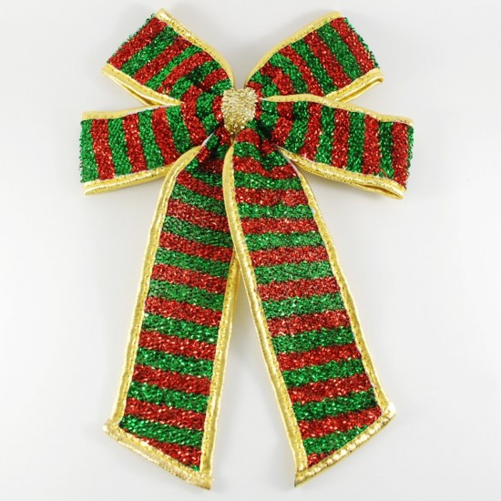 Çift Fiyonk Kapı Süsü Yeşil Kırmızı Metalize