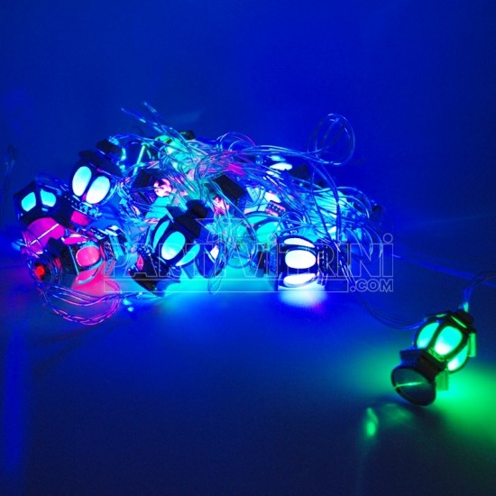 Altın Fener Şeklinde Renkli Yanan Led Yılbaşı Işıkları