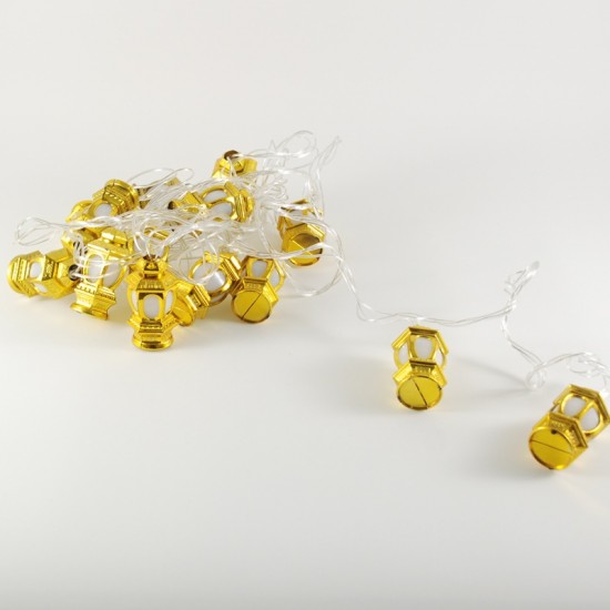 Altın Fener Şeklinde Renkli Yanan Led Yılbaşı Işıkları