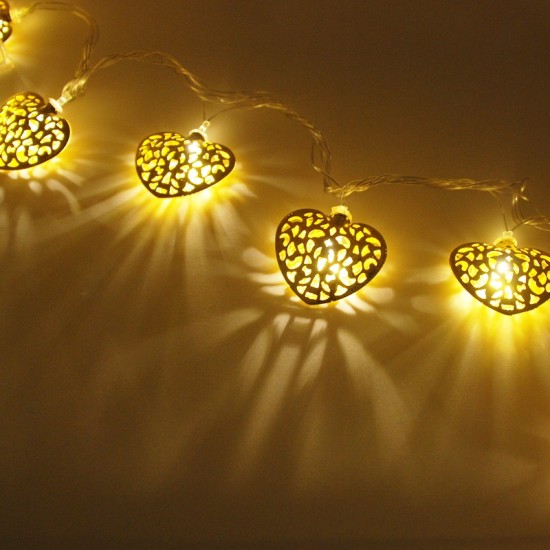 Altın Renk Kalpli Gün Işığı Yanan Led Yılbaşı Işıkları