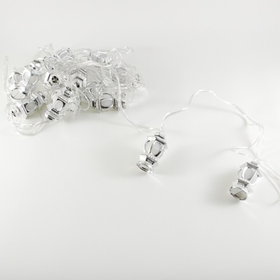 Gümüş Fener Şeklinde Renkli Yanan Led Yılbaşı Işıkları