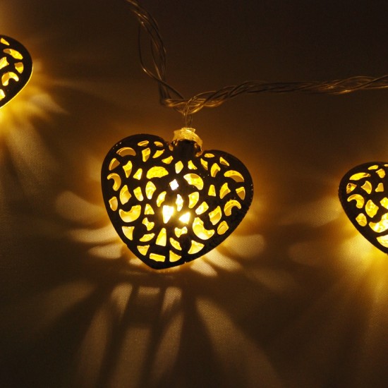 Gümüş Renk Kalpli Gün Işığı Yanan Led Yılbaşı Işıkları