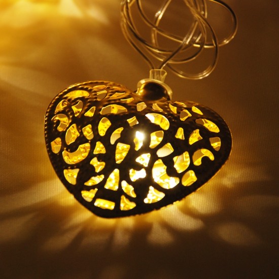 Gümüş Renk Kalpli Gün Işığı Yanan Led Yılbaşı Işıkları