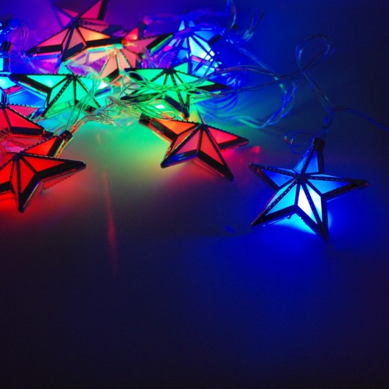 Gümüş Yıldız Şeklinde Renkli Yanan Led Yılbaşı Işıkları