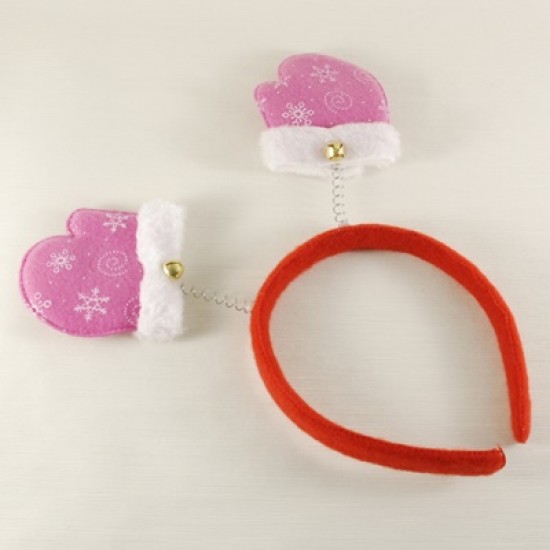 Pembe Eldiven Figürlü Kumaş Yılbaşı Tacı