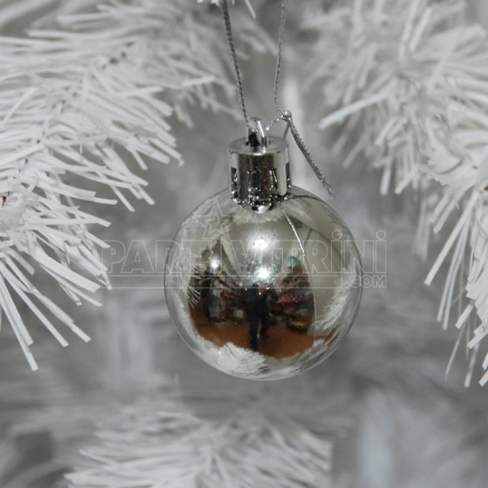 Gümüş Renk Top Yılbaşı Ağacı Süs Seti 12 Adet