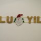 Mutlu Yıllar Yazısı Altın Renk Noel Baba Figürlü