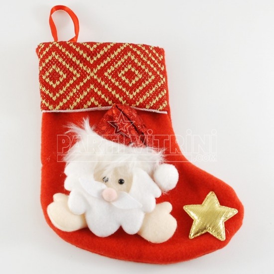 Noel Baba Aksesuarlı Yılbaşı Çorabı