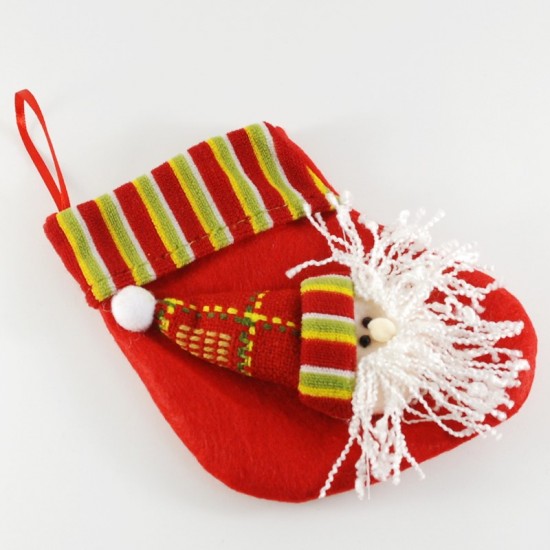 Saçaklı Sakallı Noel Baba Aksesuarlı Yılbaşı Çorabı