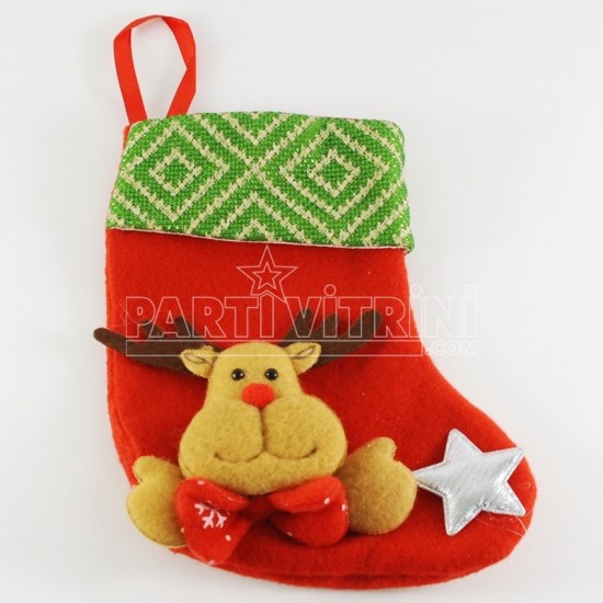 Sevimli Geyik Aksesuarlı Yılbaşı Çorabı